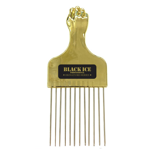 Black Ice Metal Pick Comb/Gold Handle