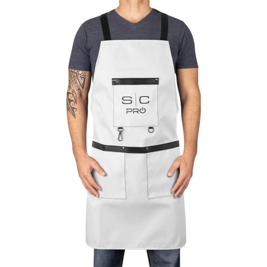 Stylecraft Water-Repellent Barber/Salon Apron with Adjustable Straps - White