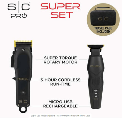 STYLECRAFT SUPER SET - REBEL CLIPPER & FLEX TRIMMER COMBO IN TRAVEL CASE